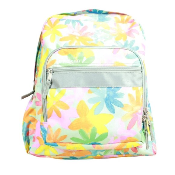 LL Bean Kids Weatherproof 24L Original Book Pack Backpack Skylight Blue Flowers - Picture 1 of 11